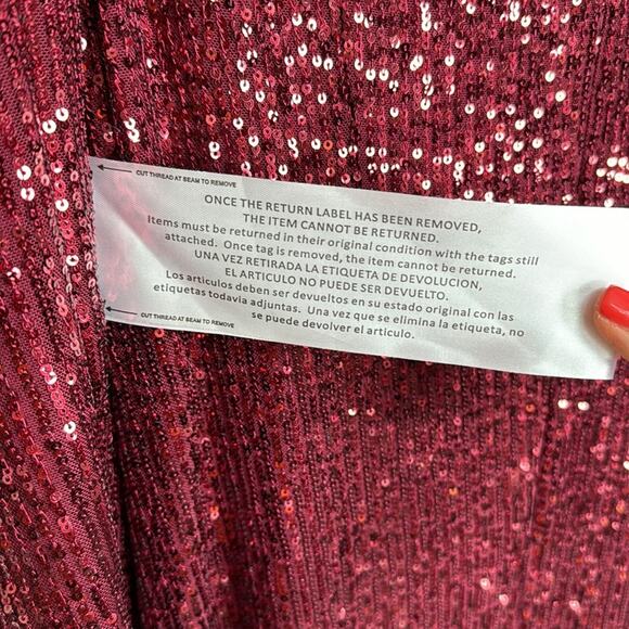 NWT IEENA for MAC DUGGAL 26395 Wine Sequin Wrap Evening Gown Women’s - Picture 7 of 10